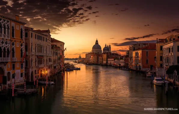 Картинка небо, закат, тишина, дома, Венеция, собор, канал, photographer, покой, Guerel Sahin