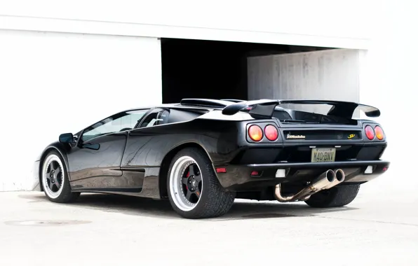 Картинка Lamborghini, supercar, black, diablo, back