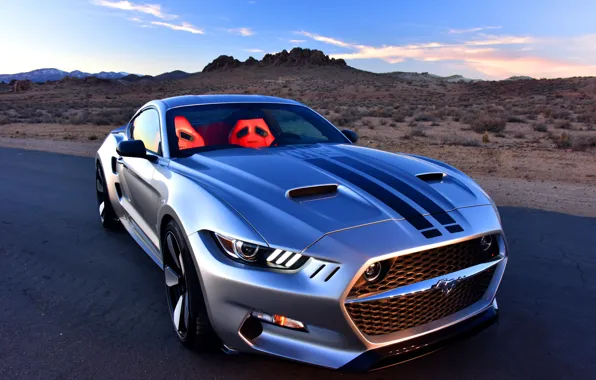 Картинка дорога, пустыня, Mustang, Ford, концепт, Auto, Sports, Rocket, Galpin, 2016