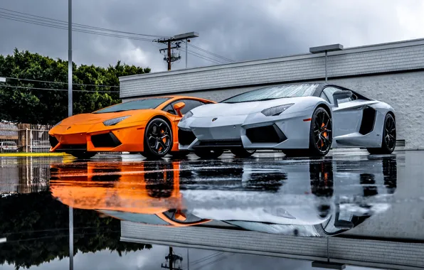 Картинка Lamborghini, Серый, Оранжевый, Orange, LP700-4, Aventador, Supercars, Silver, Суперкары