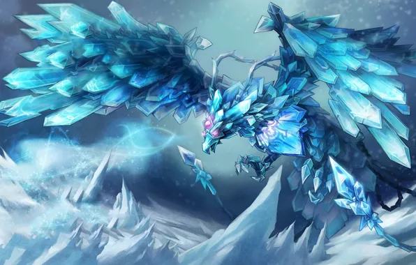 Картинка холод, снег, птица, магия, льды, кристаллы, league of legends, Anivia
