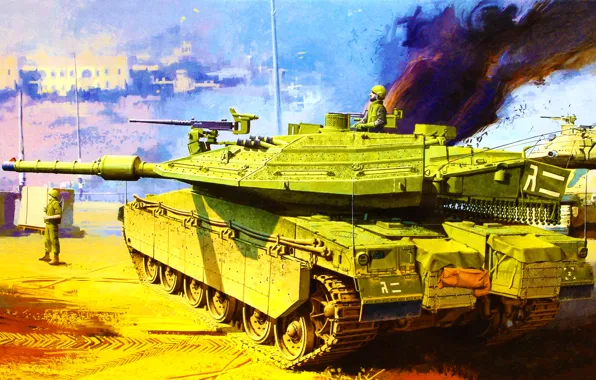 Картинка war, art, painting, tank, MERKAVA IV. LIC