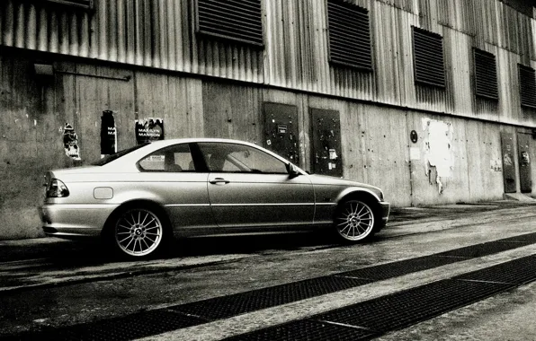 Картинка черно-белая, BMW, шум, 3Series
