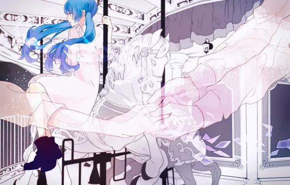 Картинка девушка, руки, карусель, Hatsune Miku, Vocaloid, лашадь