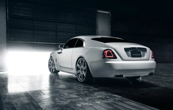Картинка car, зад, гараж, Rolls Royce, Wraith