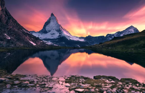 Картинка горы, озеро, отражение, Matterhorn