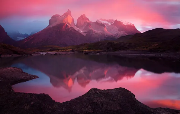 Картинка свет, горы, Чили, розовая дымка