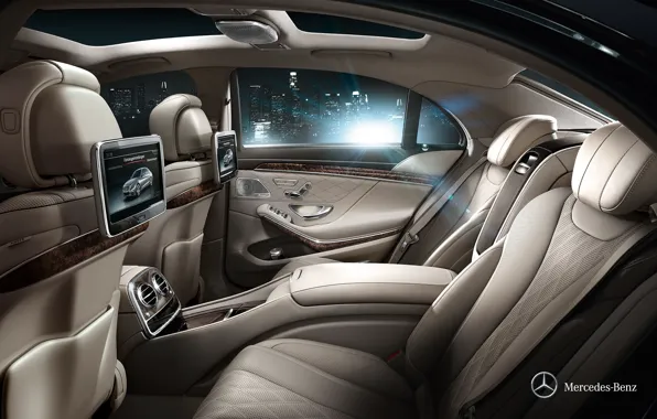Картинка Mercedes-Benz, Салон, 2013, S-Class, Ряд задних кресел