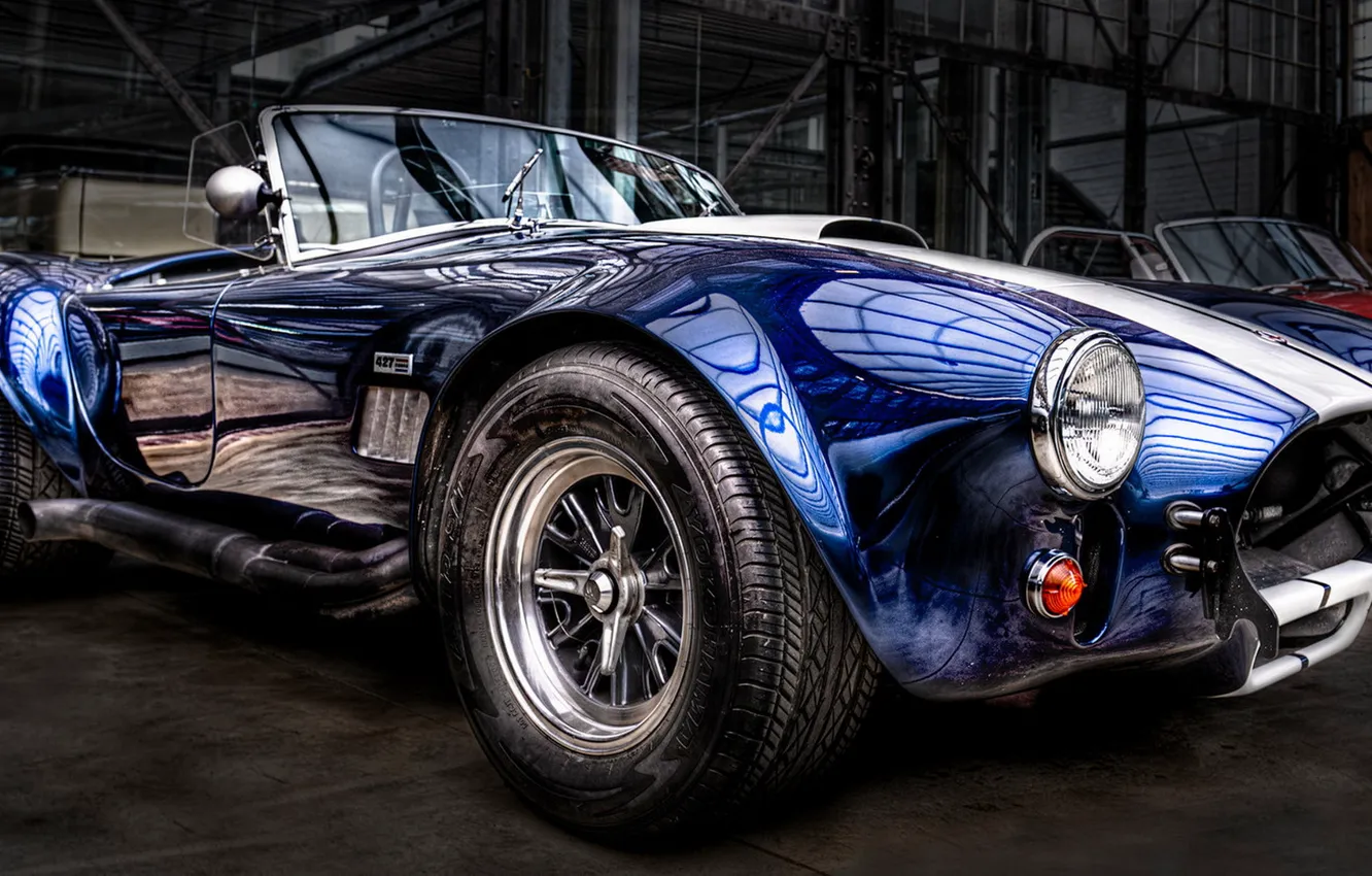 Фото обои Cobra, Cabrio, Classic Car, Blau