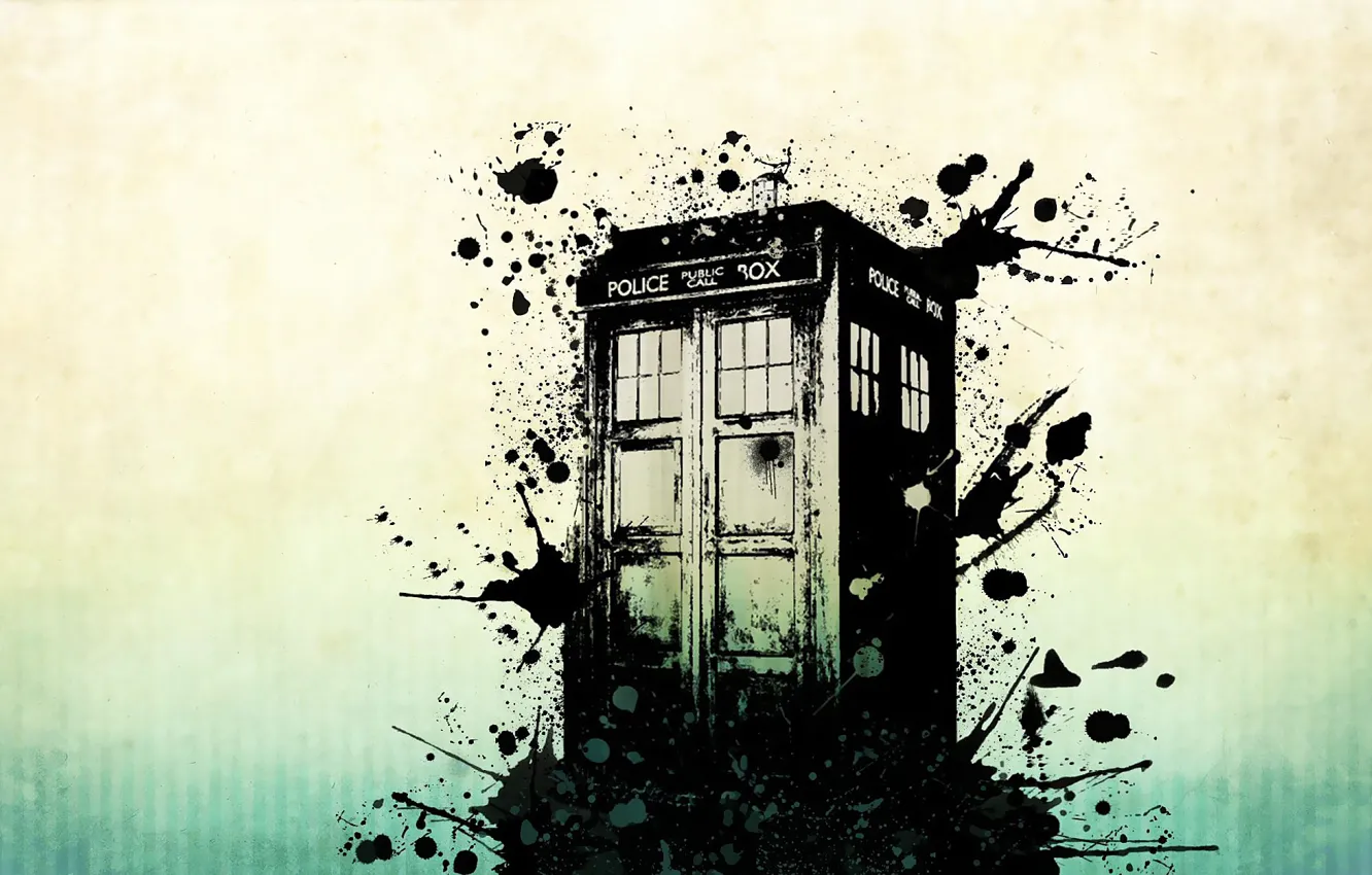 Фото обои брызги, фон, абстракт, кляксы, Doctor Who, Доктор Кто, ТАРДИС, TA...