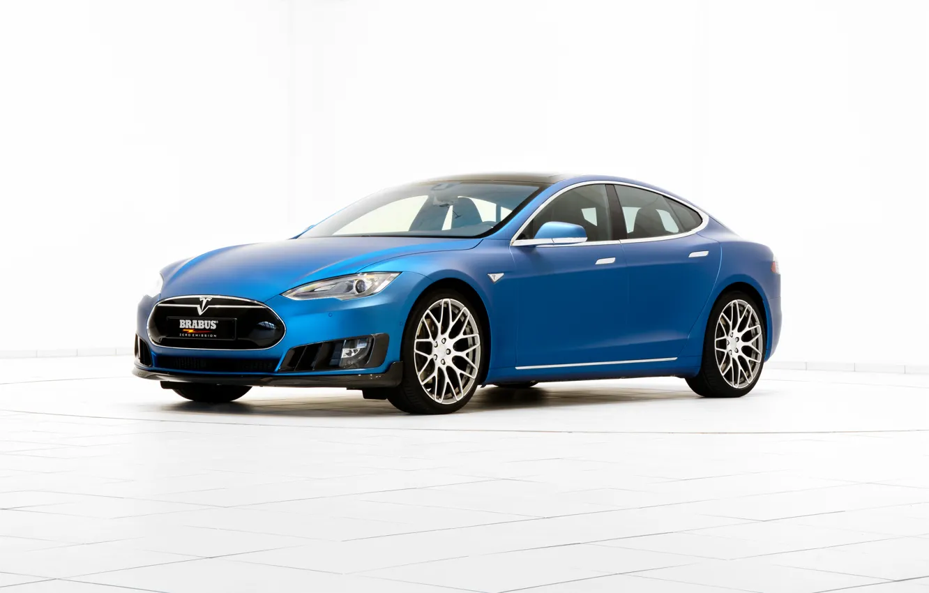 Фото обои фон, Brabus, Tesla, Model S, 2015, электрокур