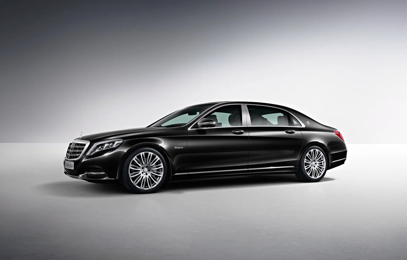 Фото обои черный, Mercedes-Benz, Maybach, сбоку, мерседес, Black, S-Class, ...