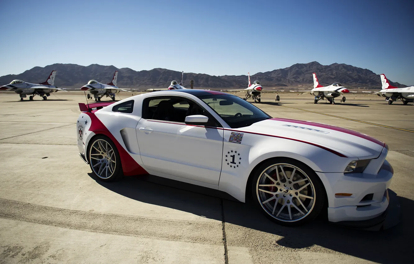 Фото обои авто, тюнинг, мустанг, истребители, форд, Ford Mustang GT, US Air Force Thunderbirds Edition