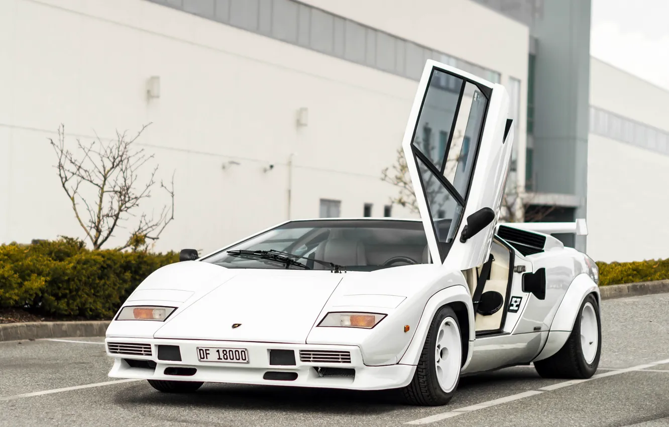 Фото обои car, белый, Lamborghini, white, Countach, ламборгини, LP500 S