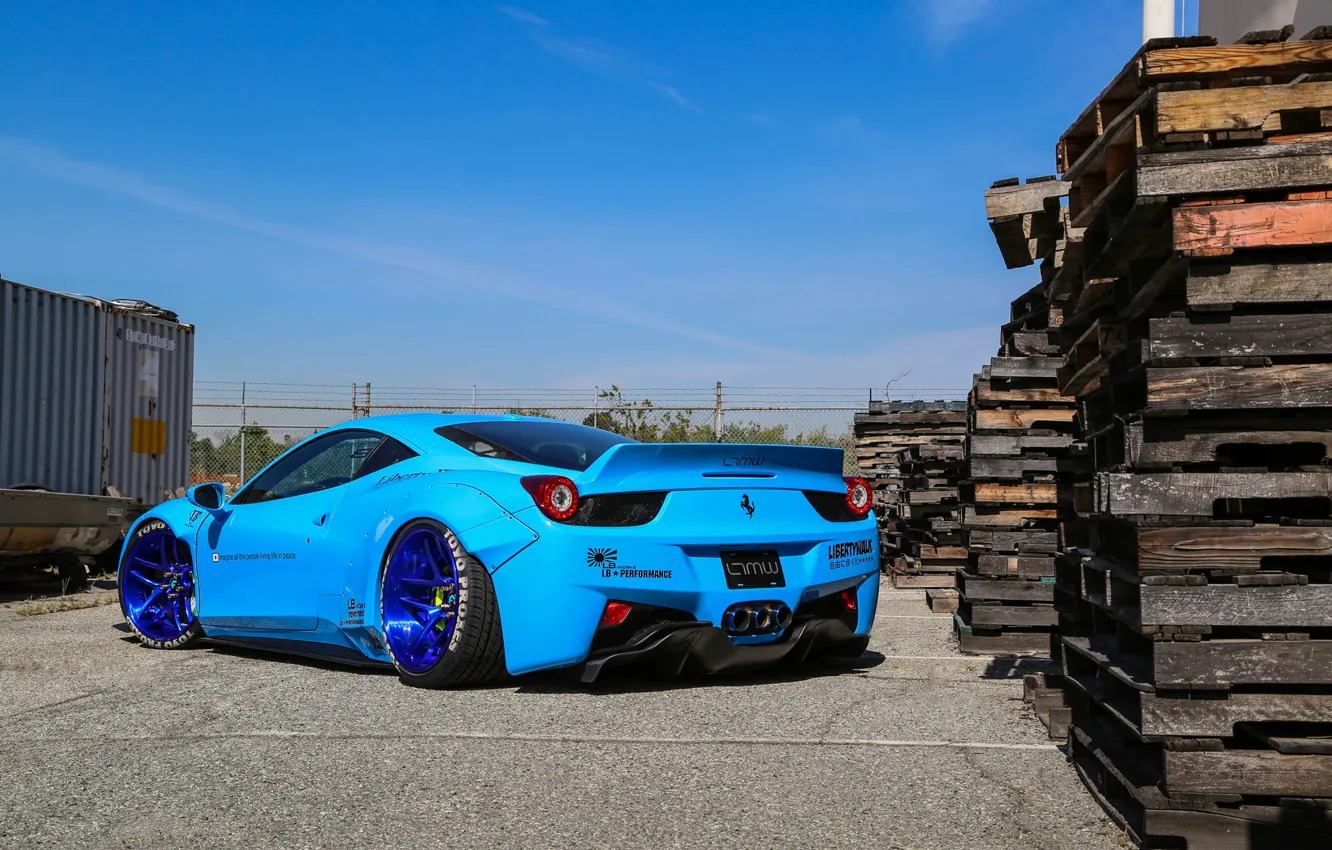 Фото обои Ferrari, 458, Blue, Italia, Edition, Rear, Liberty, Walk