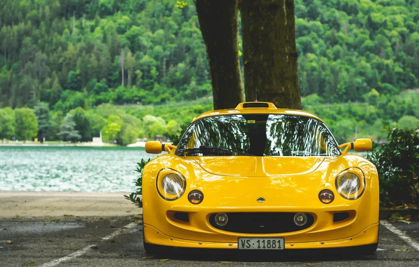Фото обои жёлтый, спорткар, Lotus Exige, Lotus Exige S1