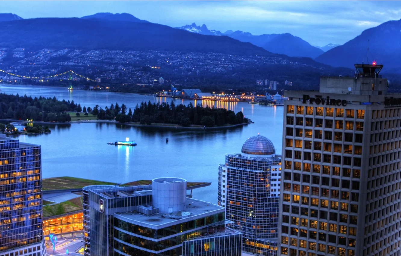 Фото обои city, Canada, night, Vancouver