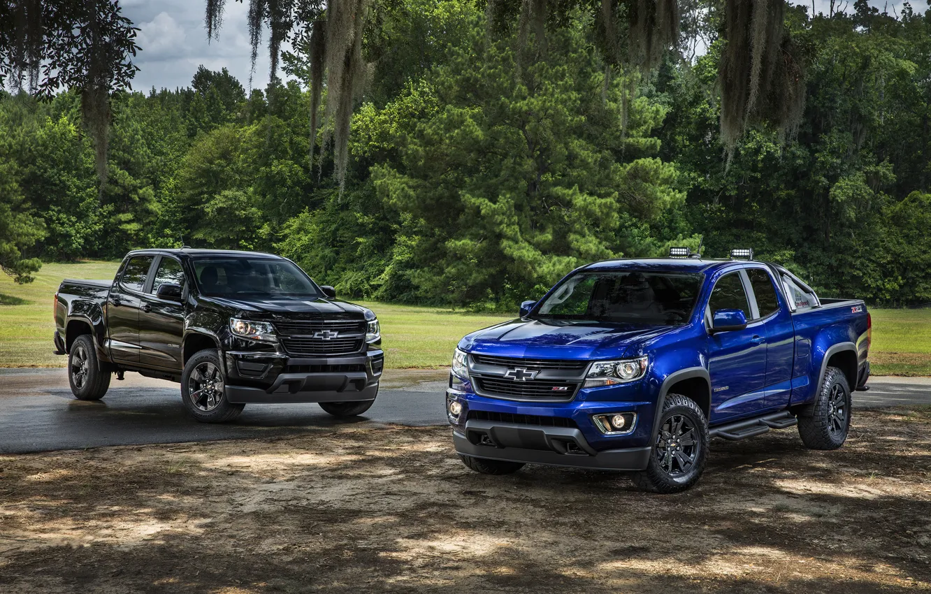 Фото обои синий, Chevrolet, джип, шевроле, колорадо, пикап, Colorado, Z71, Extended Cab, 2015, Trail Boss