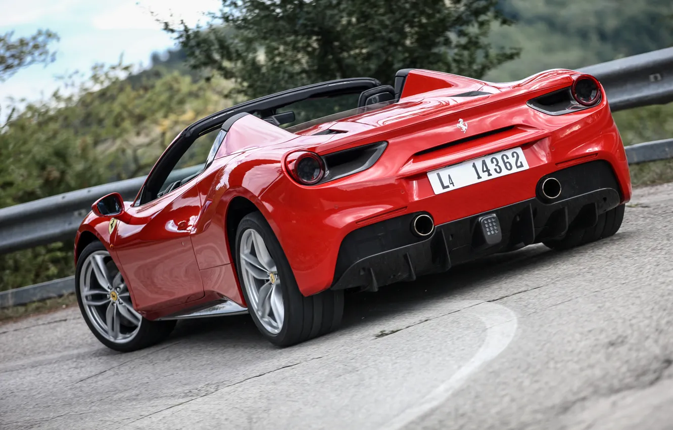 Фото обои Ferrari, вид сзади, Spider, 488