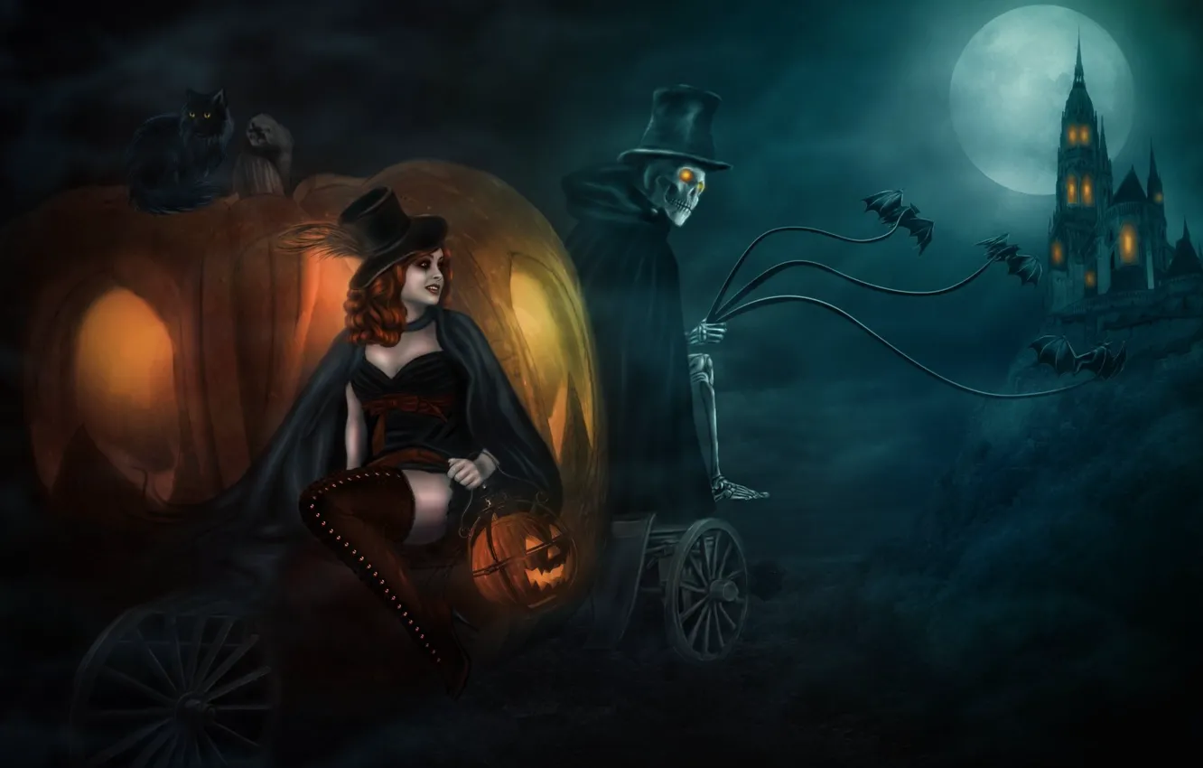 Фото обои карета, halloween cinderella, хеллоуин