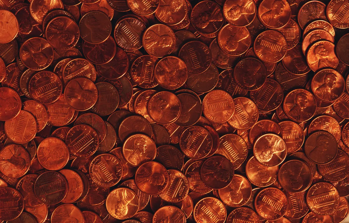 Фото обои металл, надписи, деньги, текстура, Coins, metal, USA, США, монеты, texture, money, lettering, центы, one cent, …