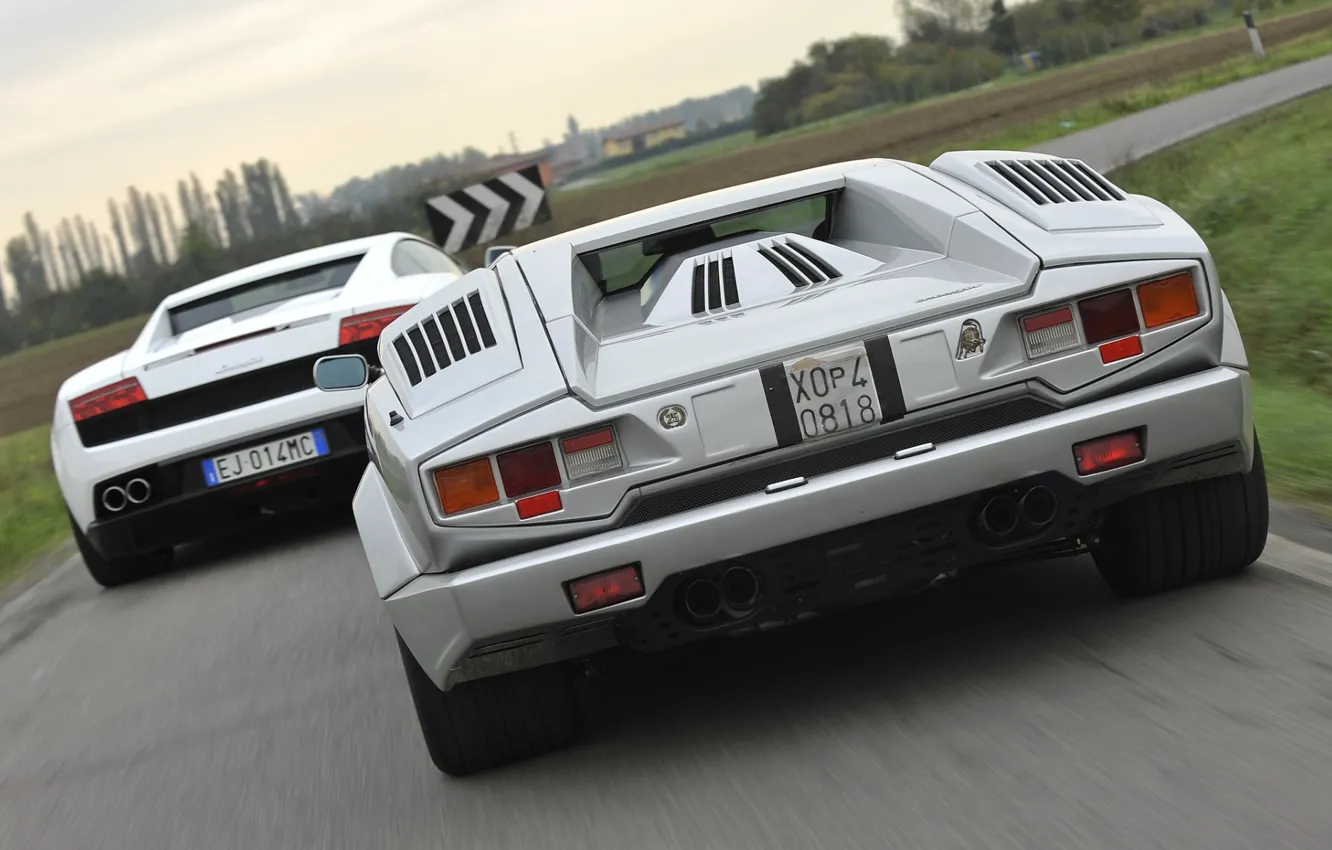 Фото обои Lamborghini, Gallardo, вид сзади, and, суперкары, Countach, Ламборгини, Галлардо, Каунтач