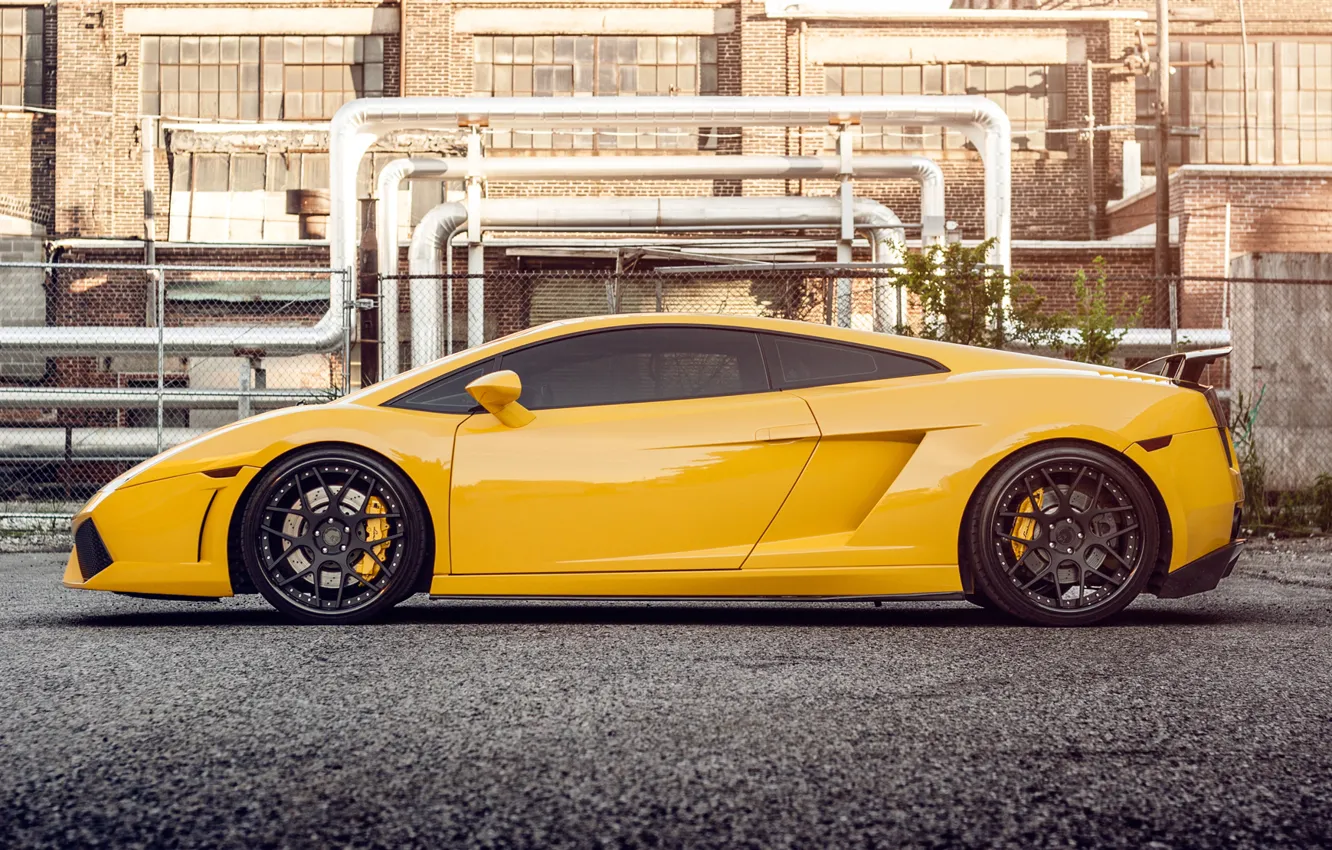 Фото обои жёлтый, Lamborghini, профиль, Gallardo, ламборджини, yellow, галлардо