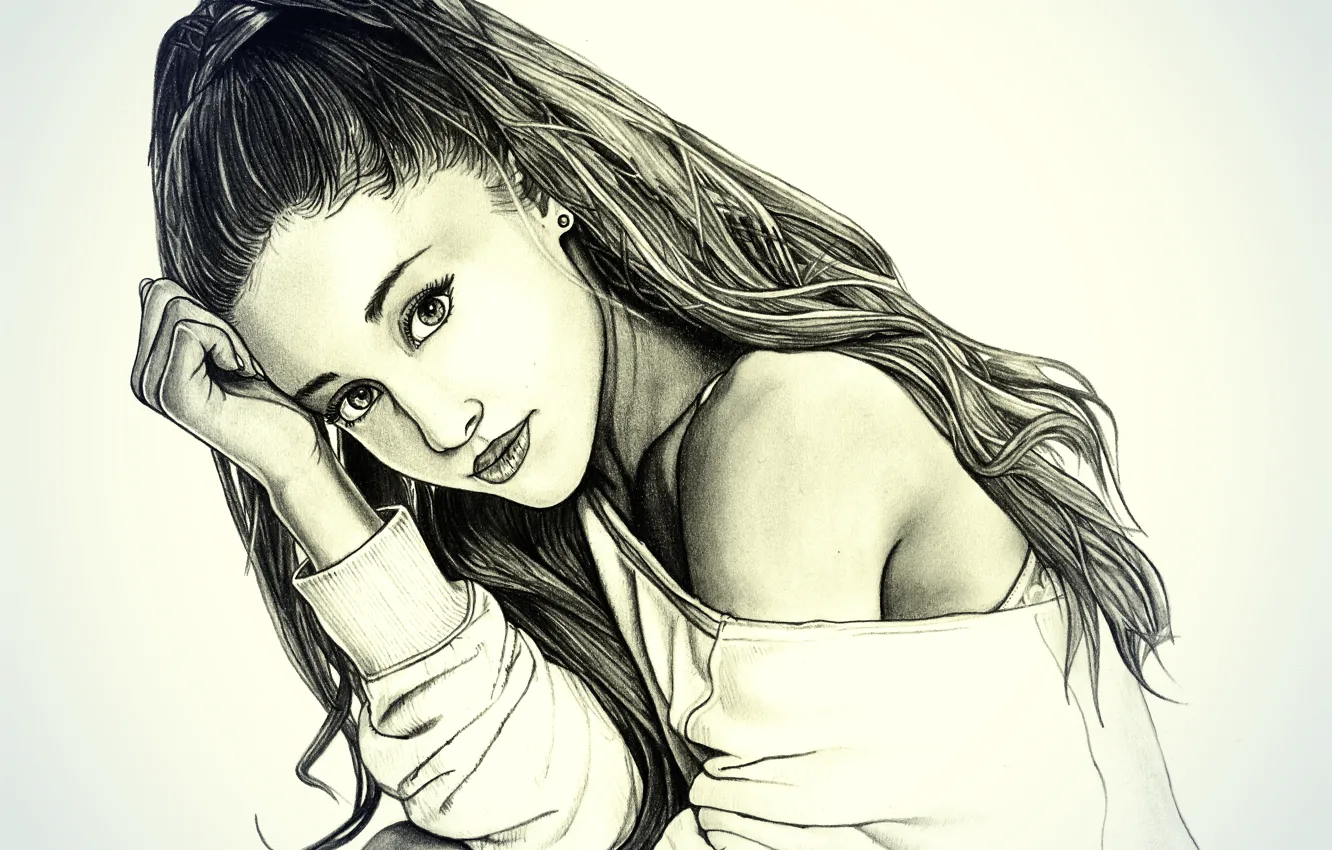 Фото обои рисунок, портрет, карандаш, Ariana Grande