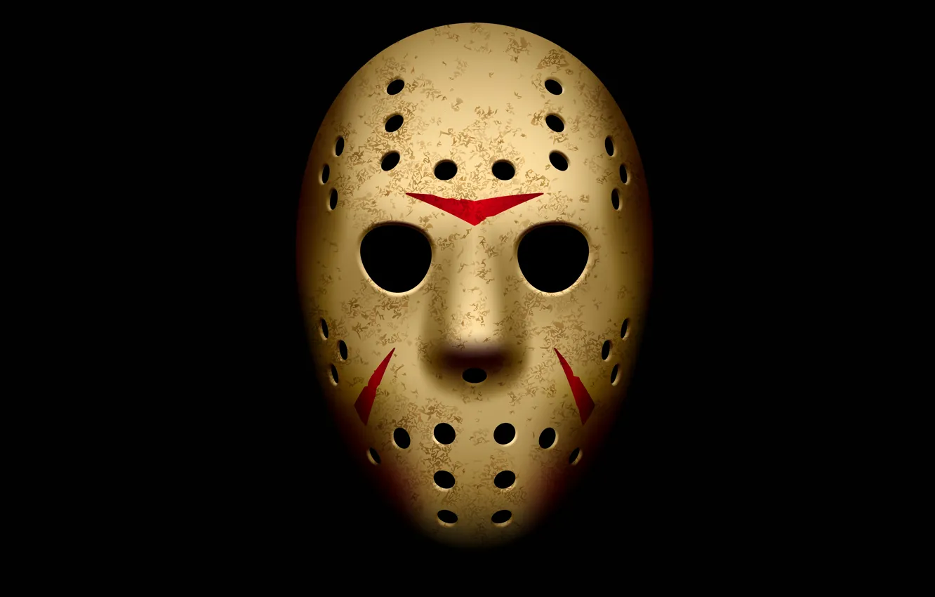 Фото обои маска, Friday the 13th, Jason Voorhees, черный фон, Джейсон...