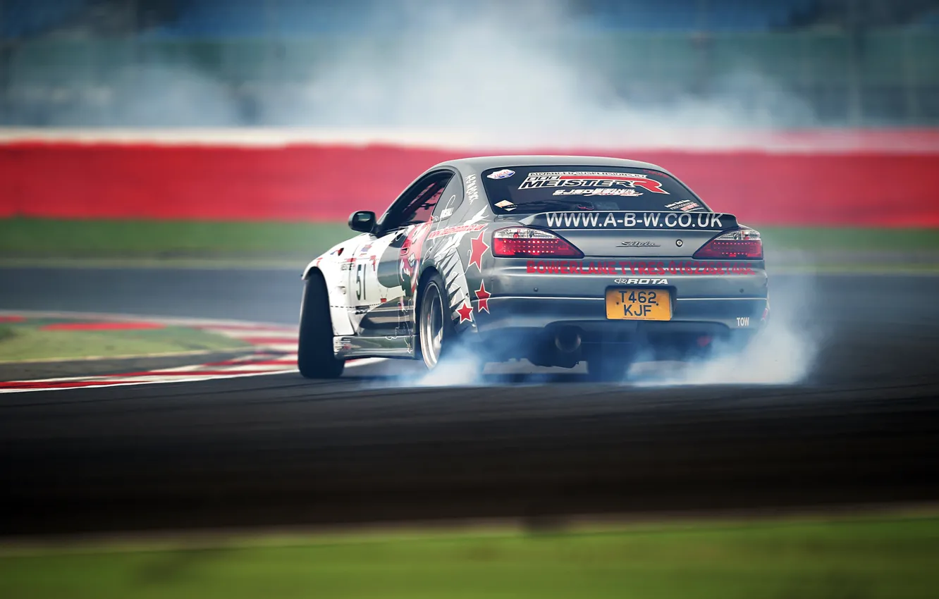 Фото обои Silvia, Nissan, Drift, Race, Smoke, Tuning, Road