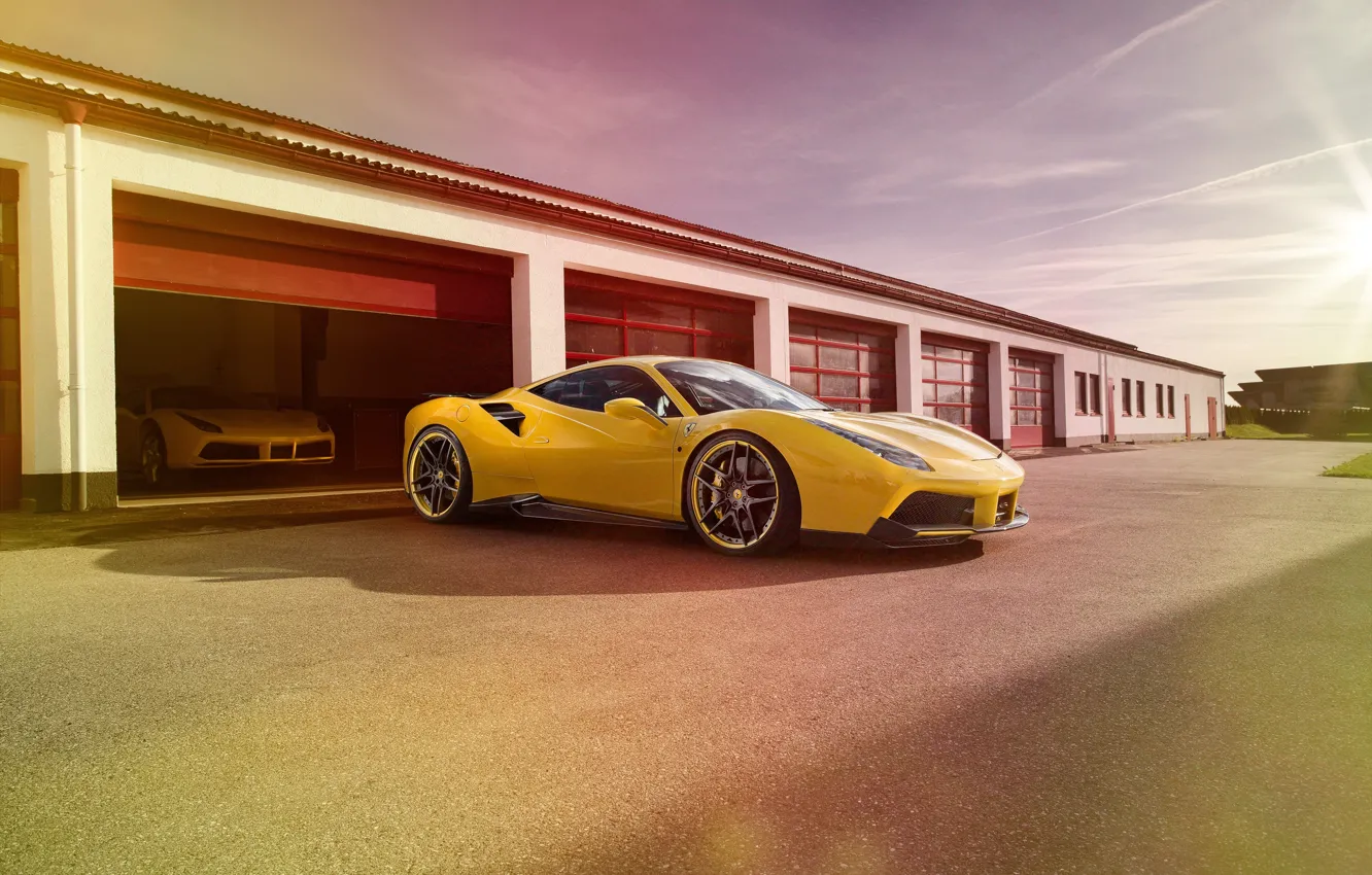 Фото обои машина, авто, гараж, Ferrari, феррари, Rosso, Novitec, 488 GTB