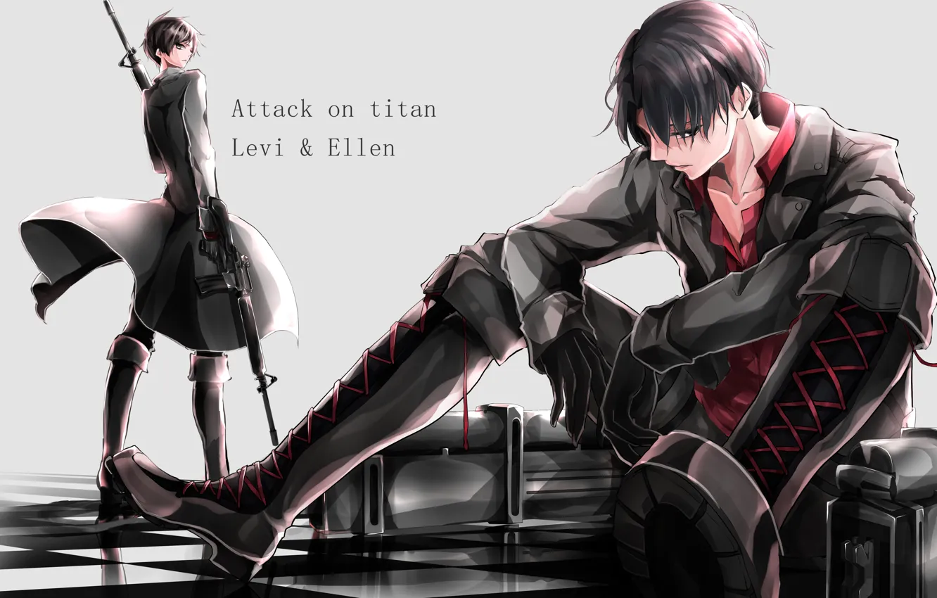 Фото обои оружие, парни, Levi, Ellen, Attack on titan