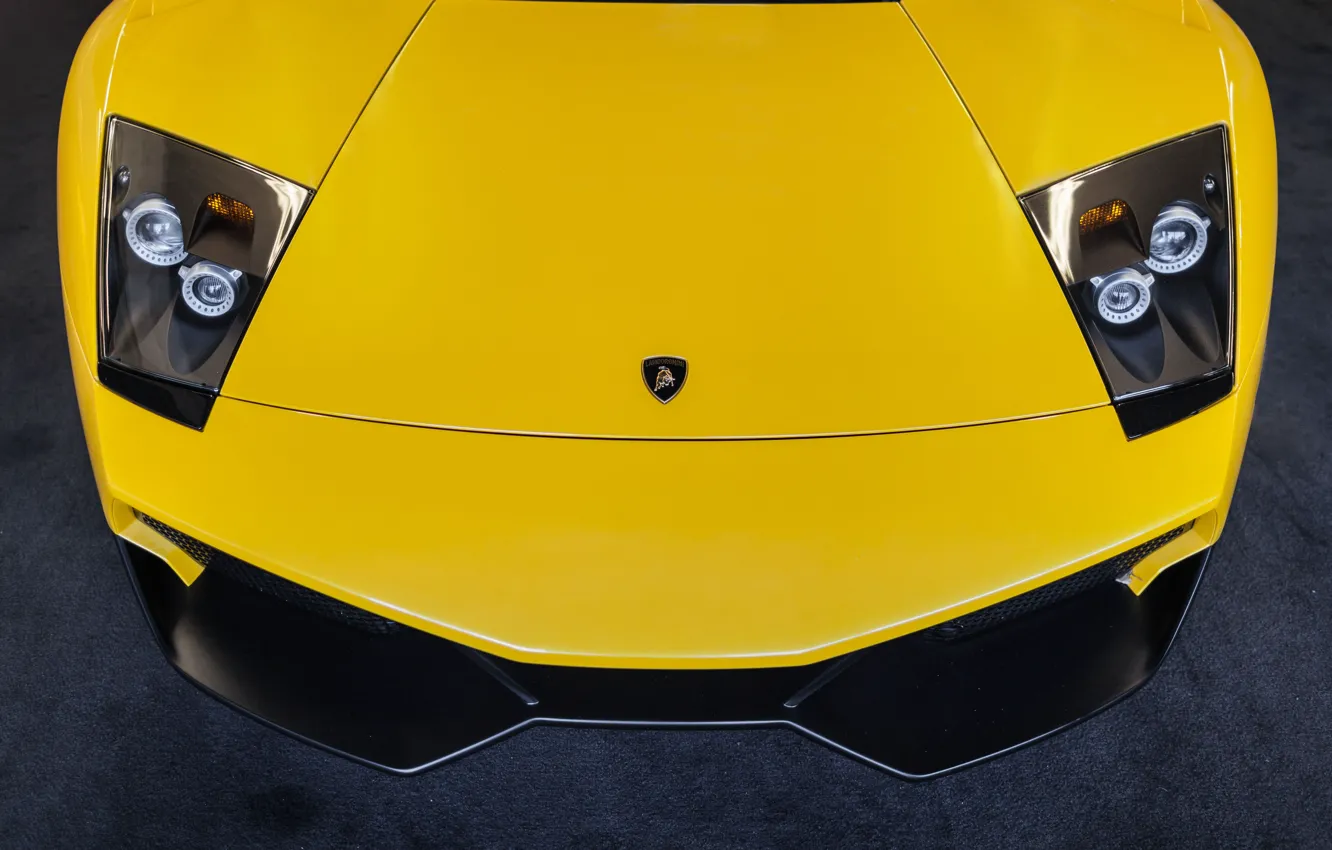 Фото обои Lamborghini, жёлтая, ламборджини, yellow, Murcielago, front, мурселаго