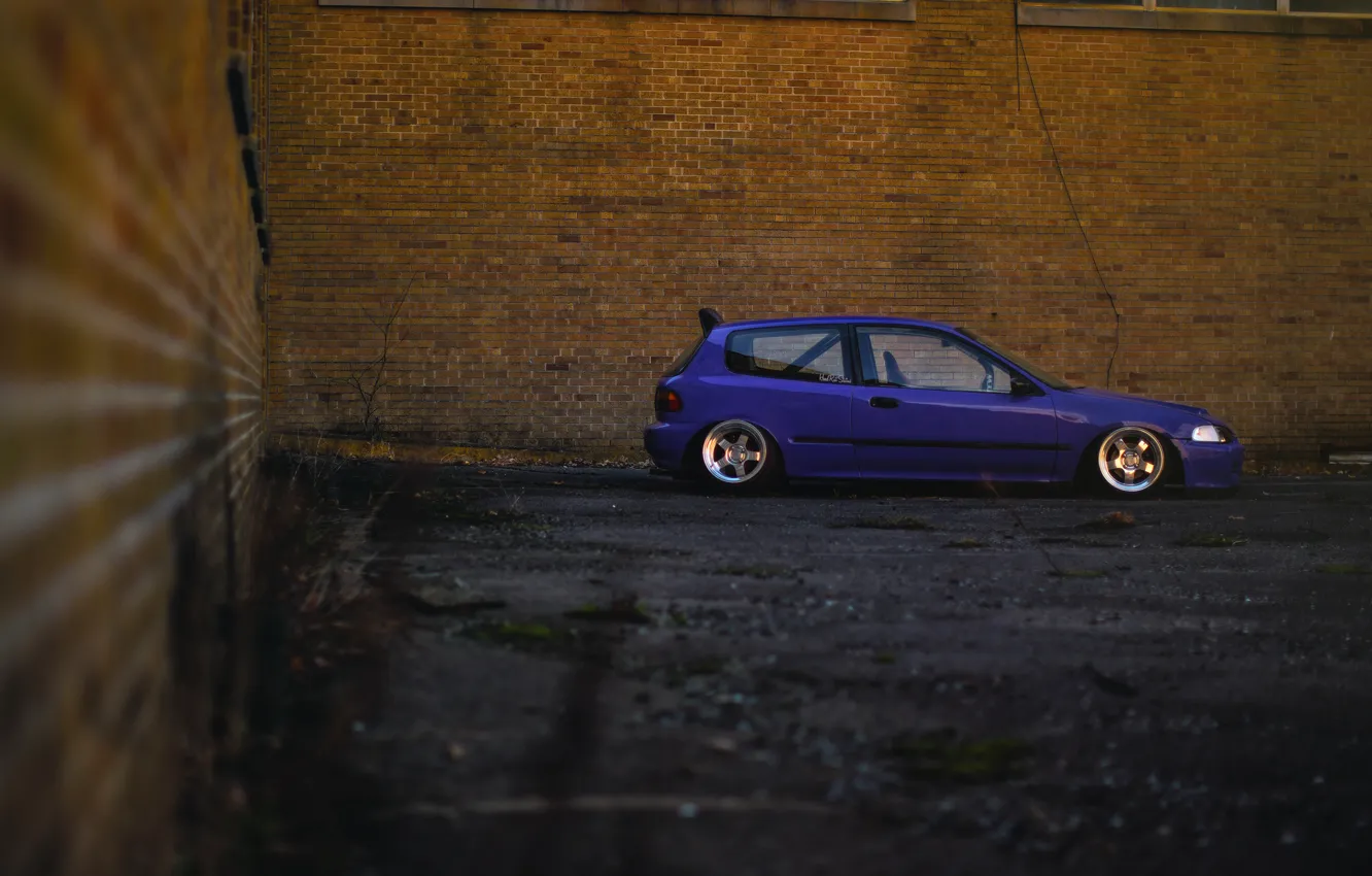 Фото обои профиль, Purple, Honda Civic, цивик, stance. хонда