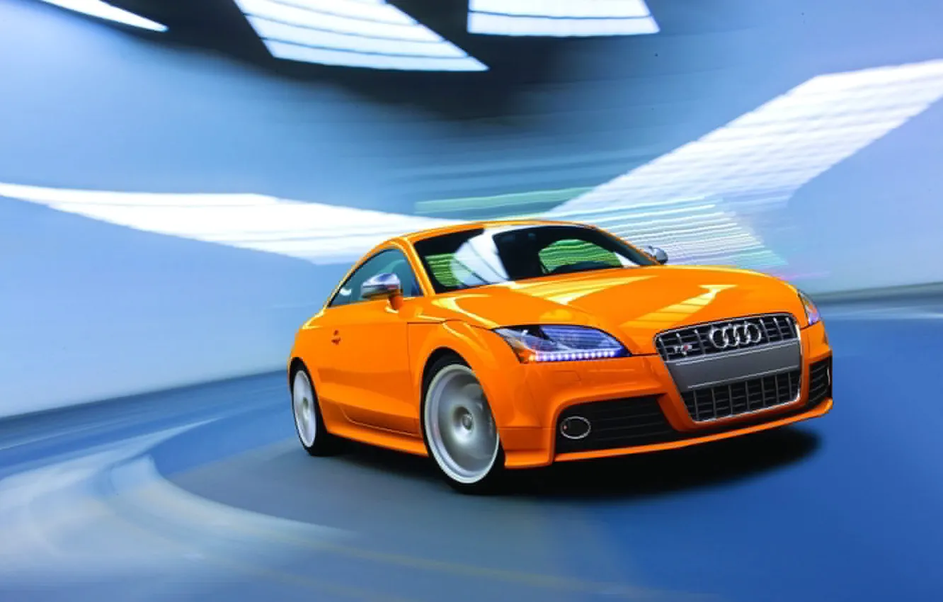 Фото обои оранжевый, Audi, скорость, TT-S