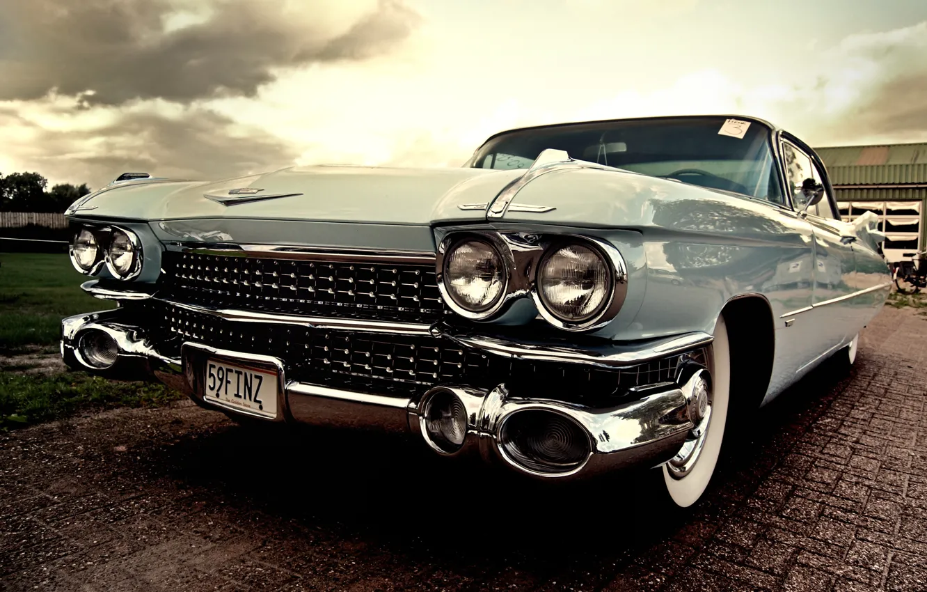 Фото обои Машина, небесного цвета, cadillac eldorado 1959