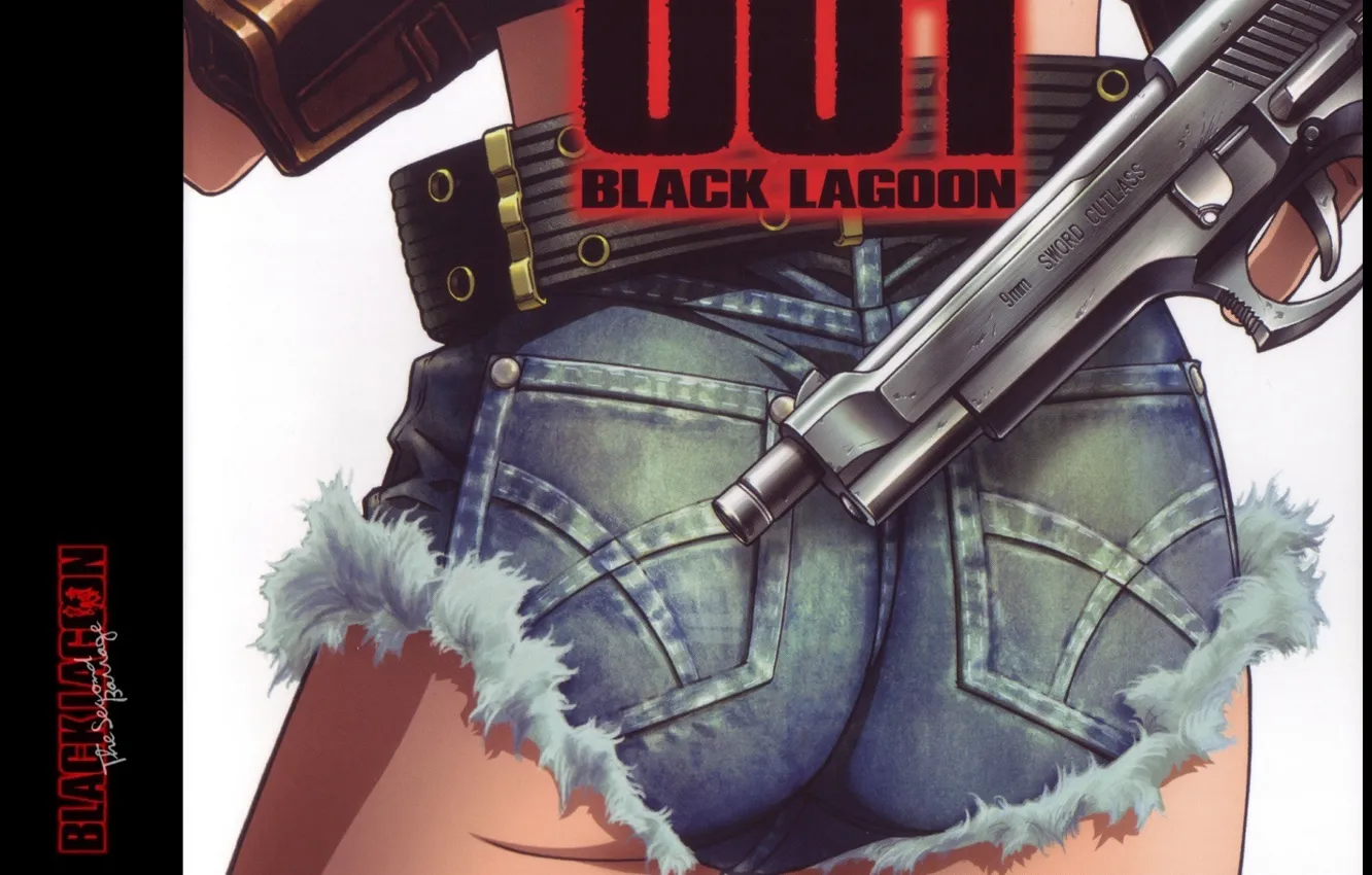 Фото обои пистолет, зад, Black Lagoon, Revy, ствол, кобура, крутая, Пираты Черной лагуны, by Hiroe Rei