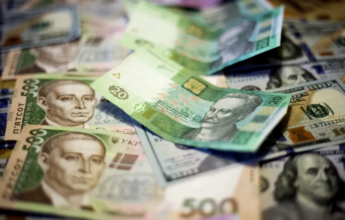 Фото обои деньги, доллары, Украина, валюта, гривни
