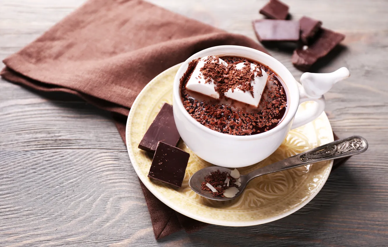 Фото обои шоколад, hot, cup, chocolate, какао, cocoa, зефир, marshmallow. 