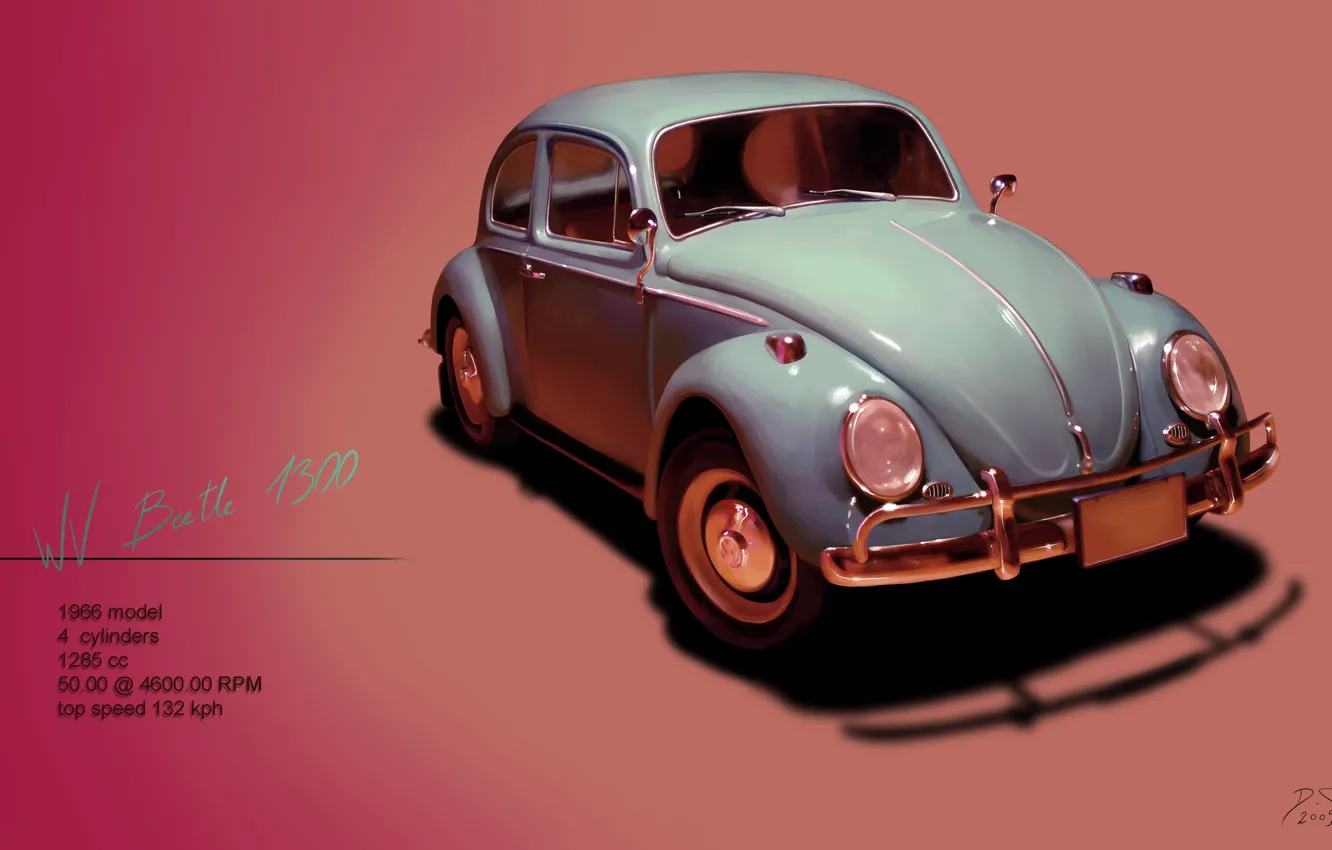 Фото обои жук, Volkswagen, фольксваген, 1966, Beetle, битл