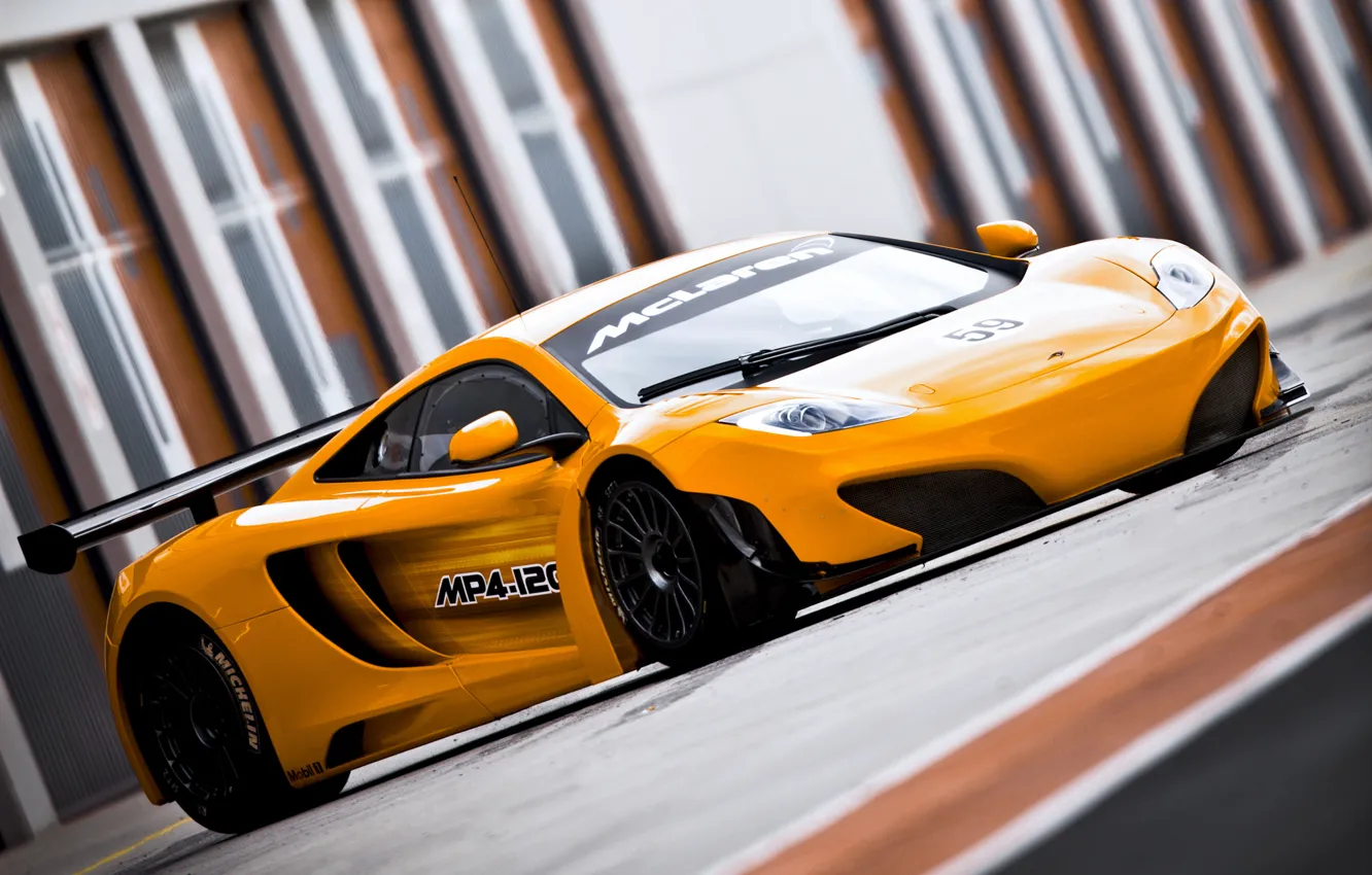 Фото обои McLaren, Машина, Оранжевый, Orange, Car, Race, Автомобиль, GT3, MP4-12C, МакЛарен