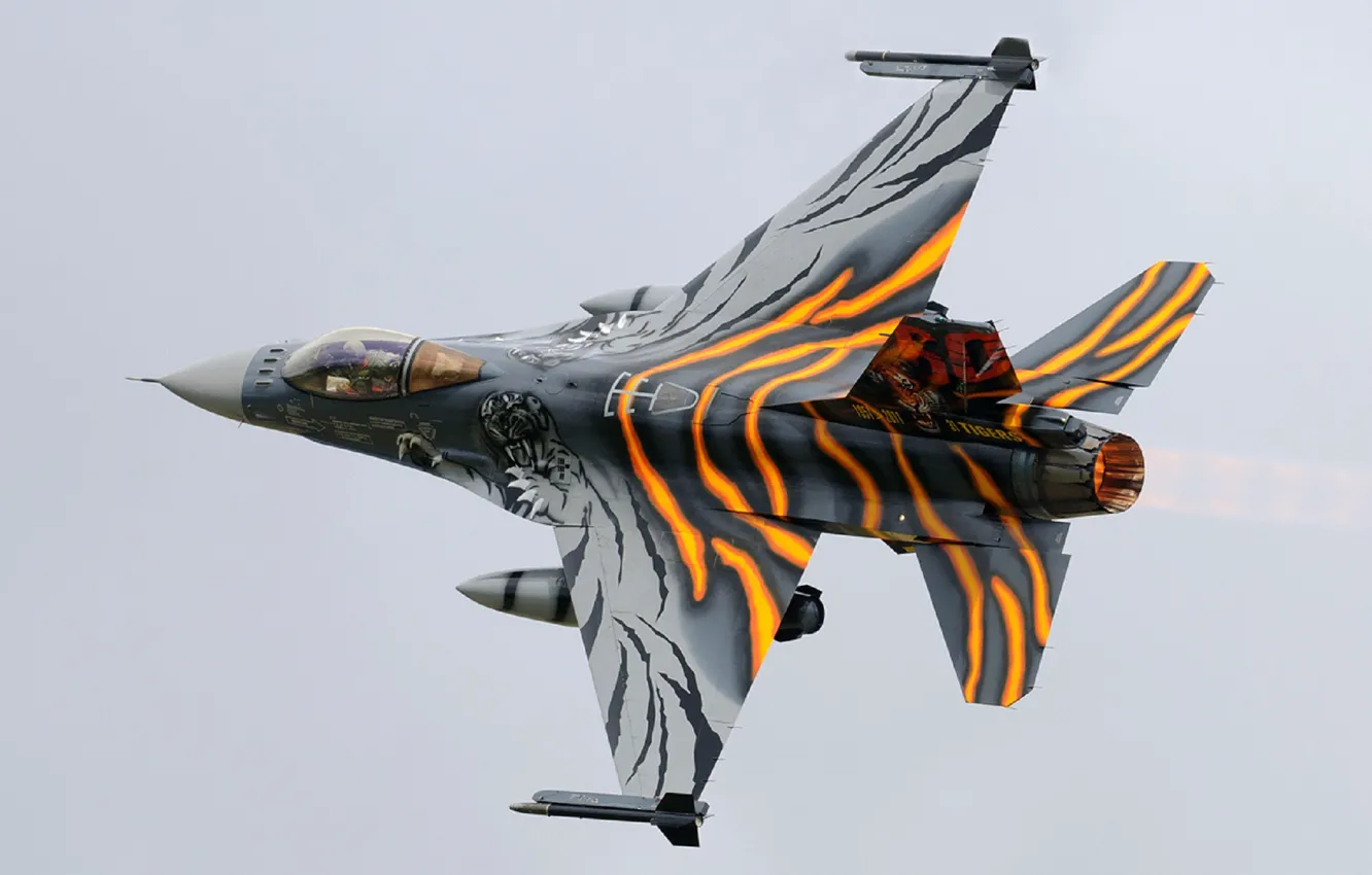 Фото обои истребитель, вираж, Fighting Falcon, F-16AM