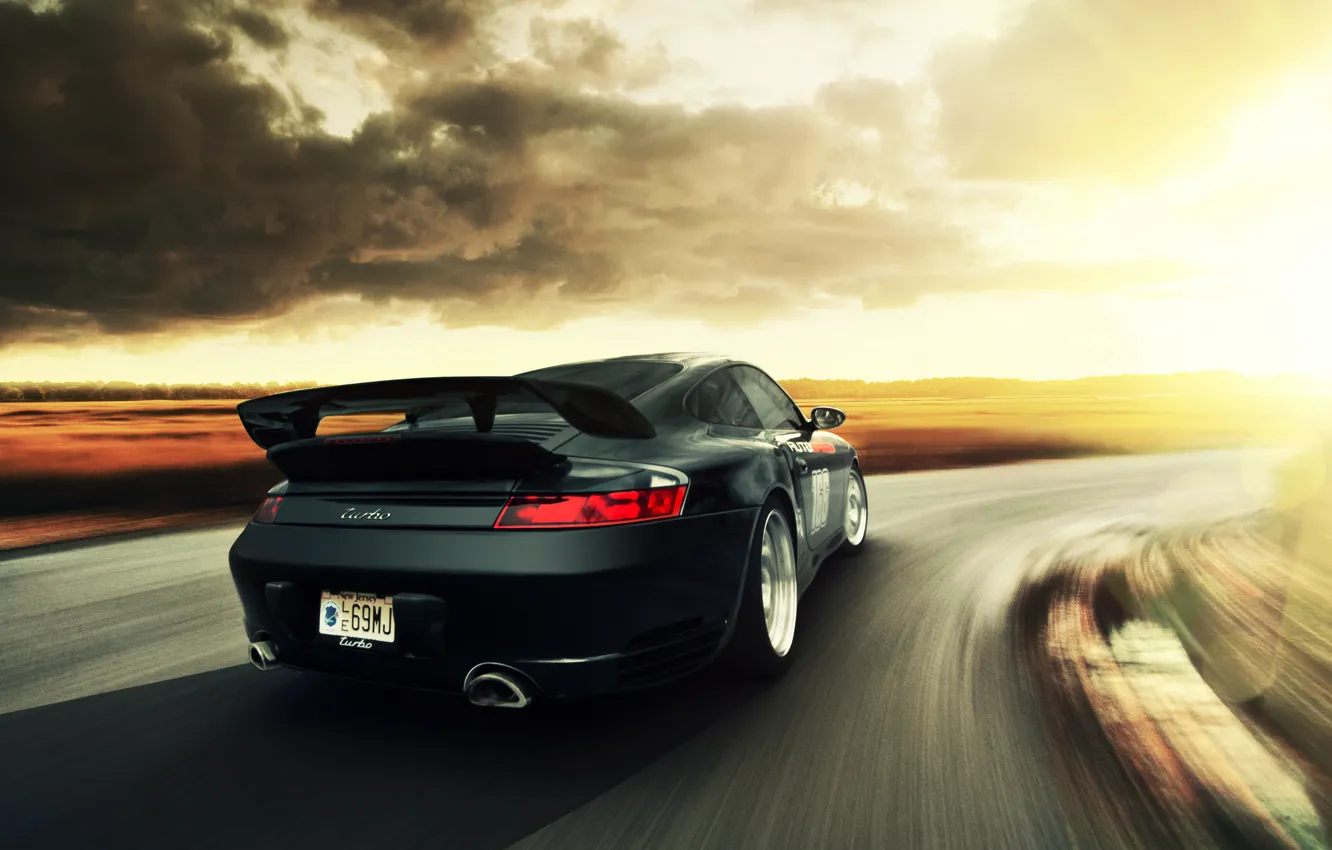 Фото обои облака, скорость, 911, Porsche, поворот, Performance, корма, Autospeed