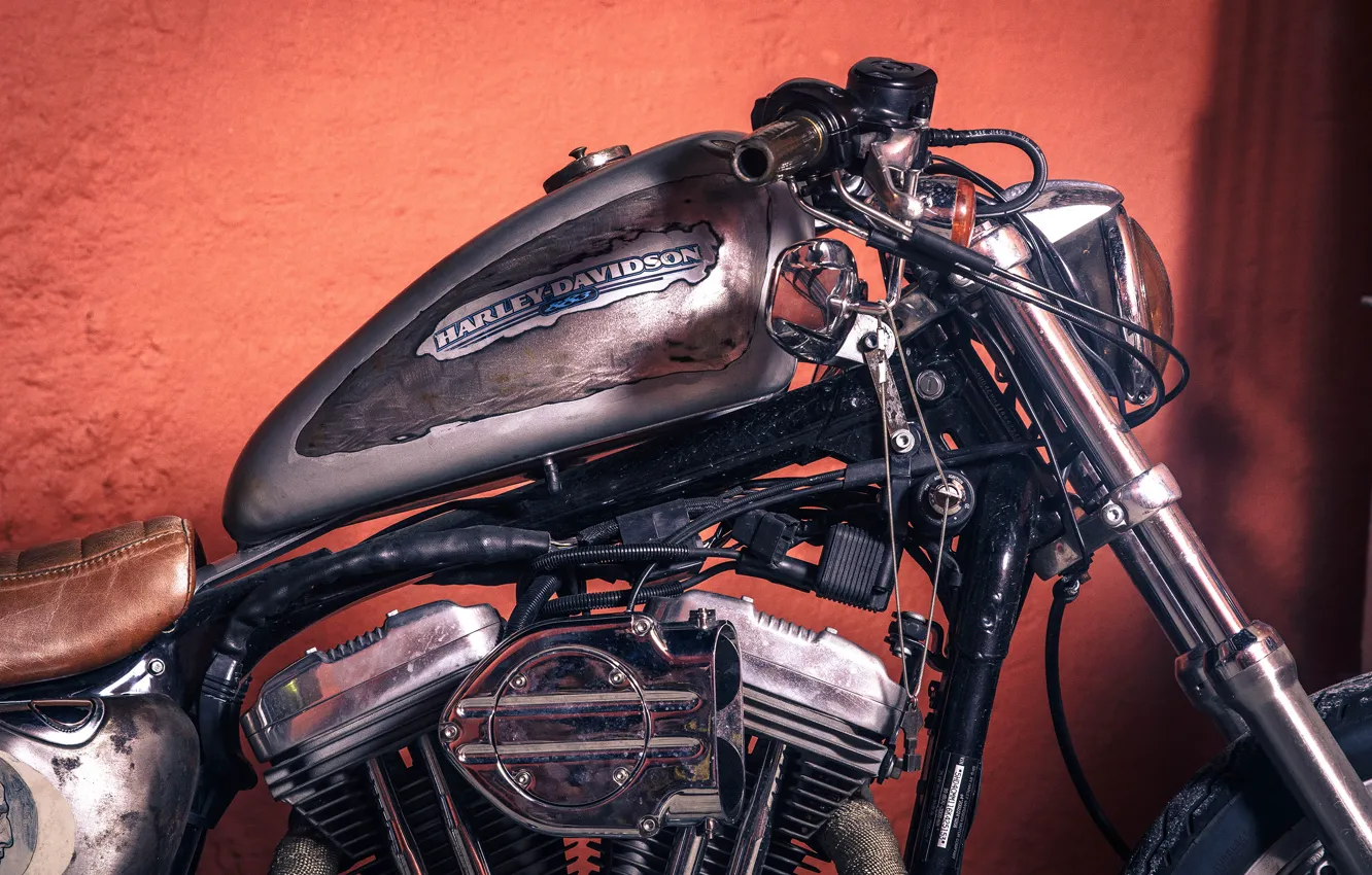 Фото обои chopper, vintage, motorcycle, harleay-davidson