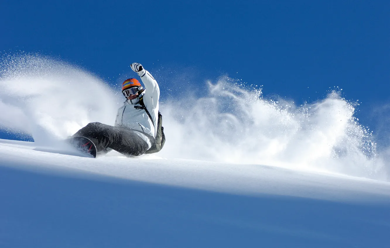 Фото обои зима, снег, горы, сноубординг, спуск, спорт, snowboard, сноубордист