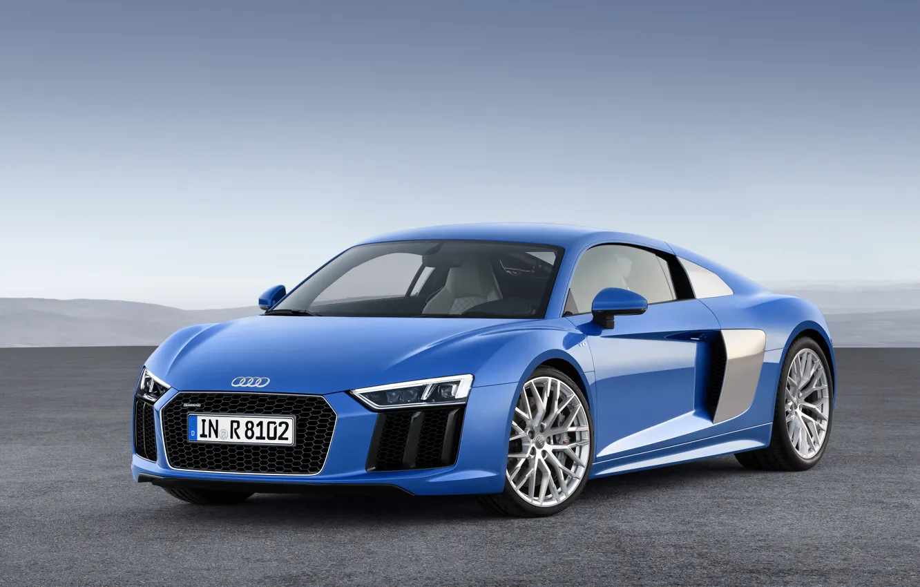 Фото обои синий, Audi, ауди, V10, 2015
