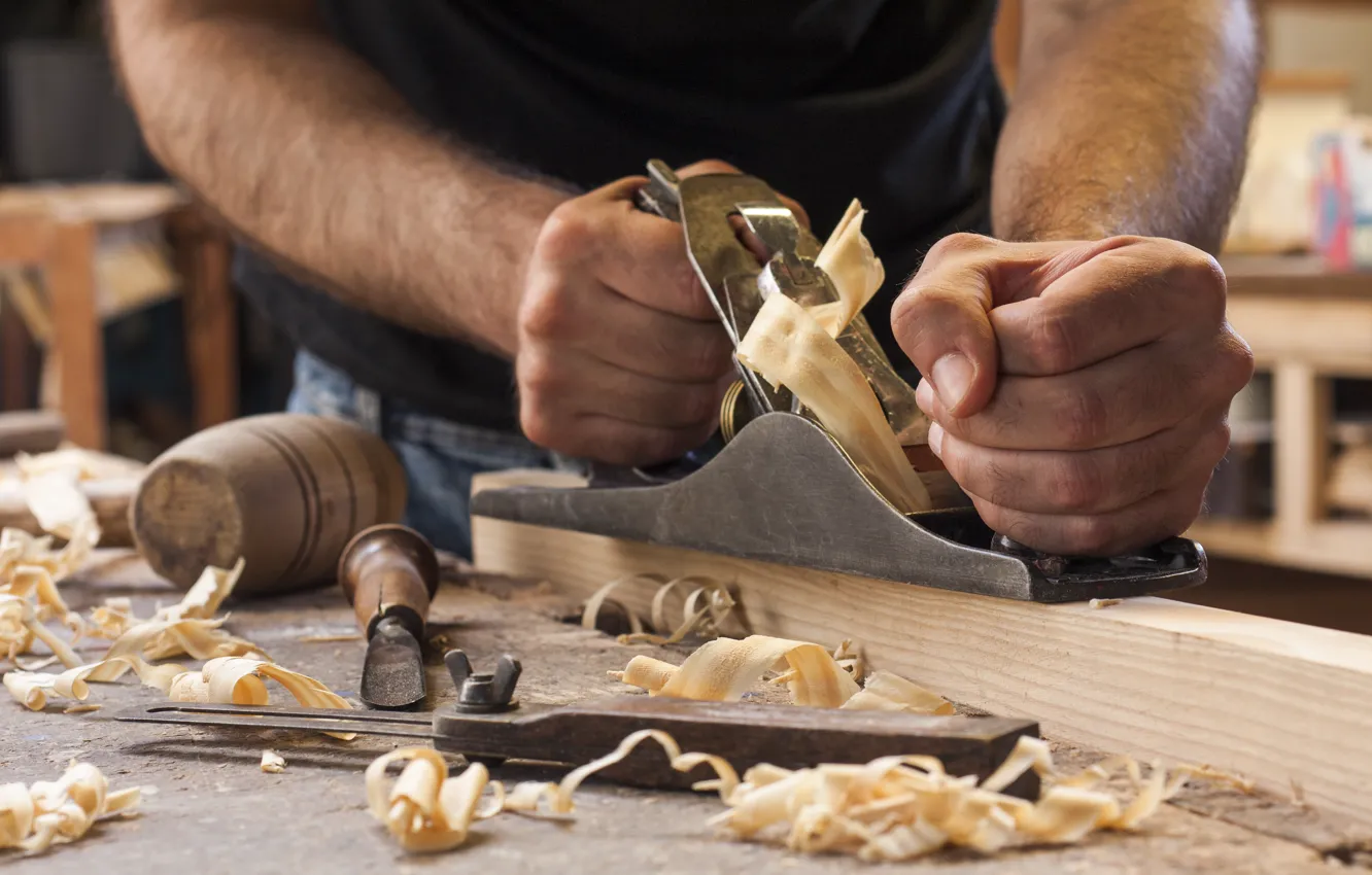 Фото обои wood, hands, tools, woodworking, worker