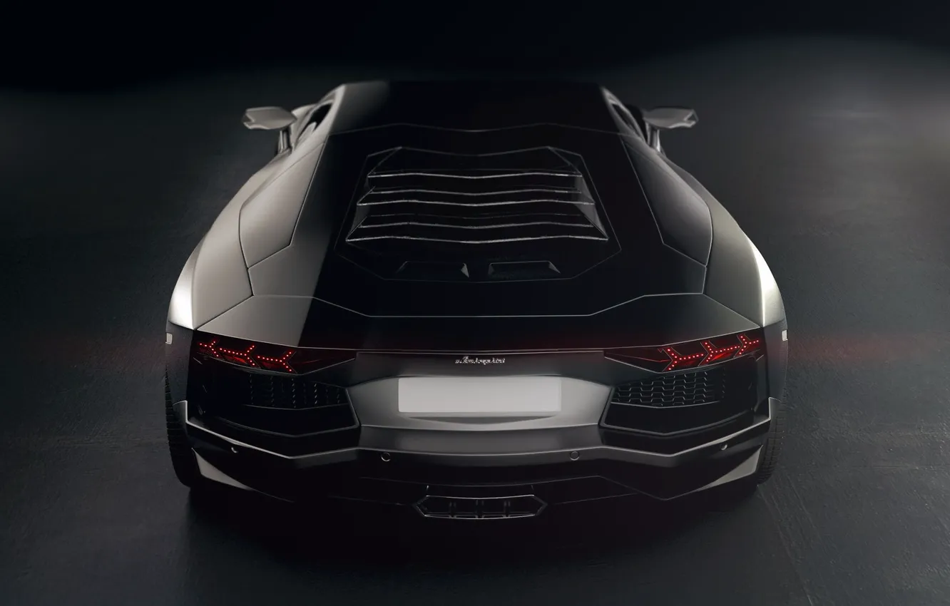 Фото обои Lamborghini, Light, Power, Black, LP700-4, Aventador, View, Supercar, Rear, Top