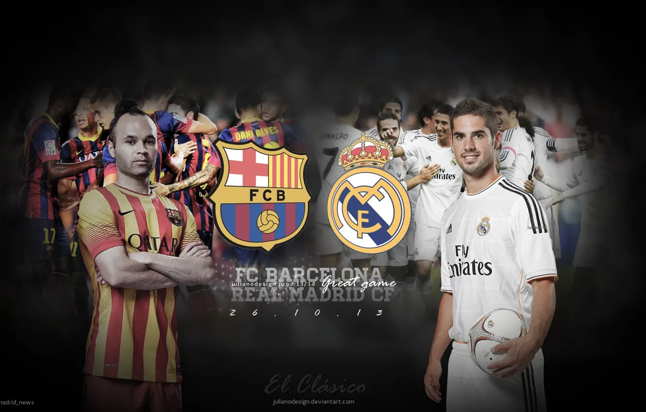 Фото обои Barcelona, Real Madrid, Iniesta, el clasico, Isco