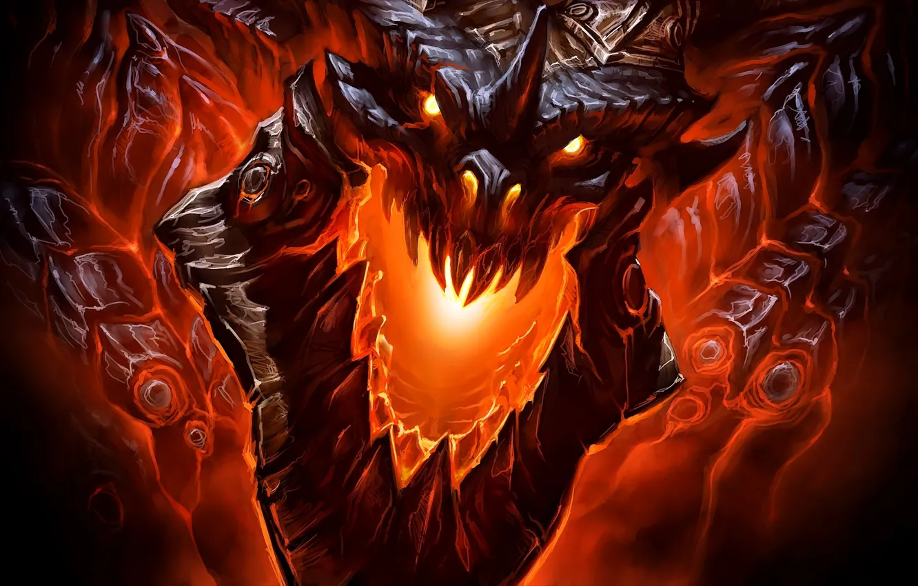 Фото обои fire, dragon, jaw, teeth